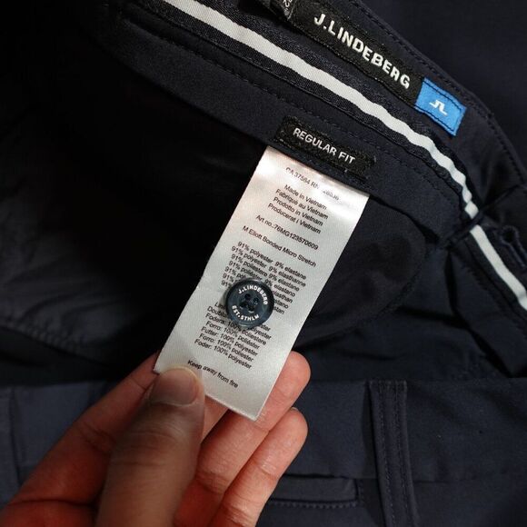 J Lindeberg M Elliot Bonded Micro Stretch Pants Mens 38x29 (Altered) Golf Navy - Picture 4 of 12